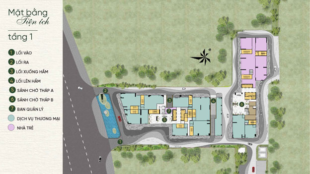 Mặt bằng tiện ích tầng 1