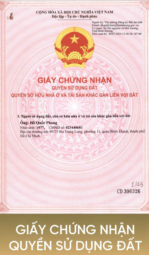 Giấy Chứng Nhận Quyền Sử Dụng Đất