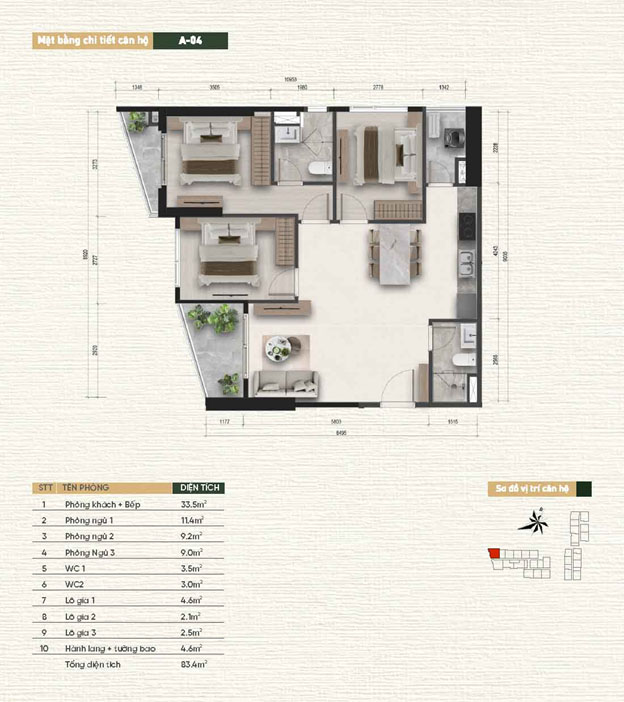 Chi tiết mặt bằng căn hộ