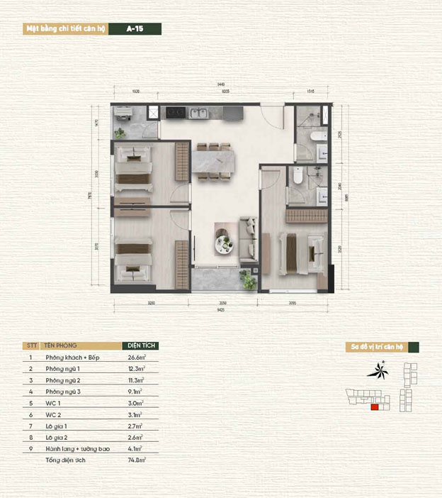 Chi tiết mặt bằng căn hộ