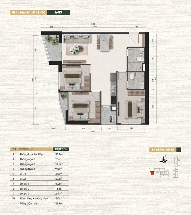 Chi tiết mặt bằng căn hộ